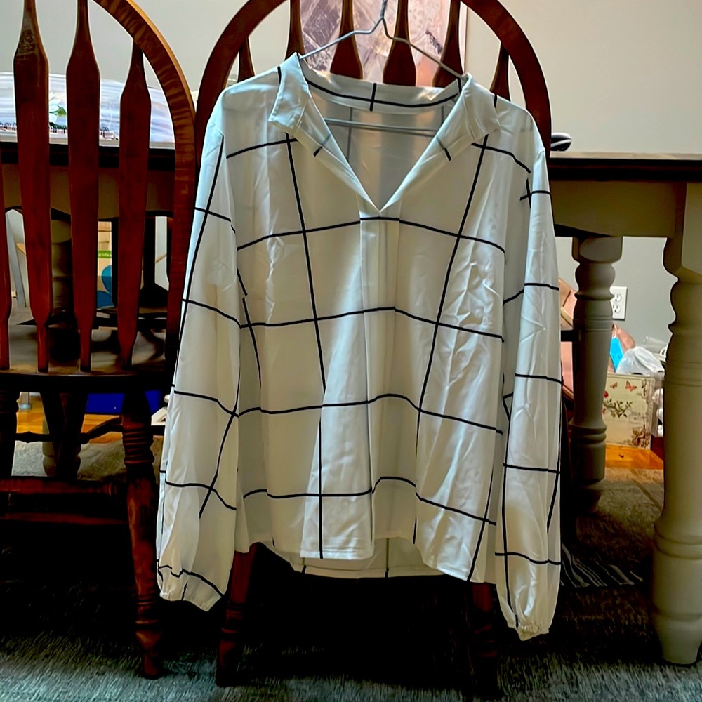 White with black stripes blouse